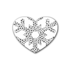 Snowflake Silhouette Fractal Heart Coaster (4 Pack)  by Wegoenart