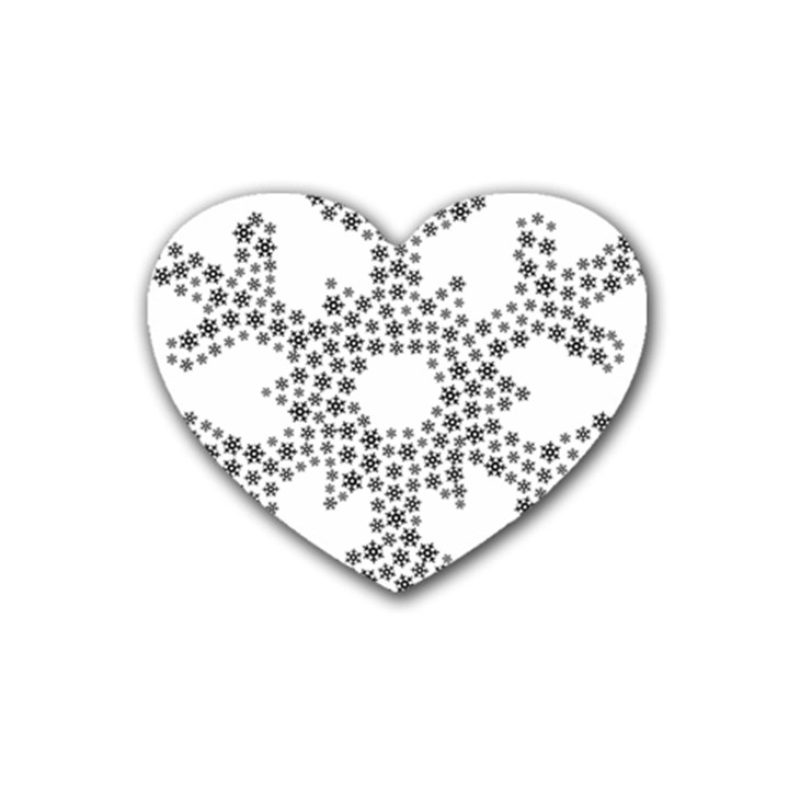 Snowflake Silhouette Fractal Heart Coaster (4 pack) 