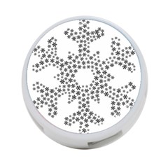 Snowflake Silhouette Fractal 4-port Usb Hub (two Sides) by Wegoenart