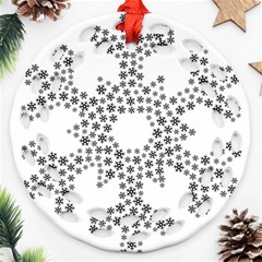 Snowflake Silhouette Fractal Round Filigree Ornament (two Sides) by Wegoenart