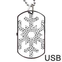 Snowflake Silhouette Fractal Dog Tag Usb Flash (two Sides) by Wegoenart