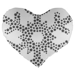 Snowflake Silhouette Fractal Large 19  Premium Heart Shape Cushions by Wegoenart