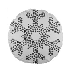 Snowflake Silhouette Fractal Standard 15  Premium Flano Round Cushions by Wegoenart