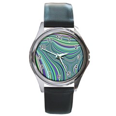 Art Fractal Gradient Colorful Infinity Pattern Round Metal Watch by Wegoenart