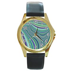 Art Fractal Gradient Colorful Infinity Pattern Round Gold Metal Watch by Wegoenart