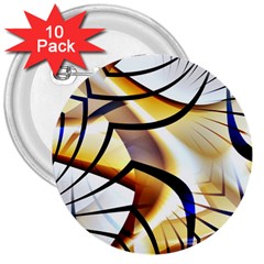 Pattern Fractal Gold Pointed 3  Buttons (10 Pack)  by Wegoenart