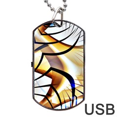 Pattern Fractal Gold Pointed Dog Tag Usb Flash (two Sides) by Wegoenart