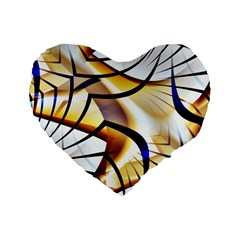 Pattern Fractal Gold Pointed Standard 16  Premium Flano Heart Shape Cushions