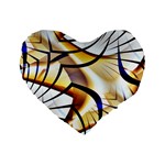 Pattern Fractal Gold Pointed Standard 16  Premium Flano Heart Shape Cushions Front