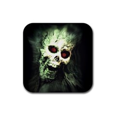 Screaming Skull Human Halloween Rubber Coaster (square)  by Wegoenart