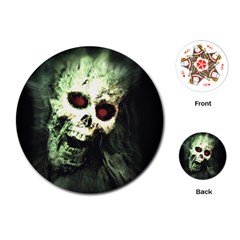 Screaming Skull Human Halloween Playing Cards (round) by Wegoenart