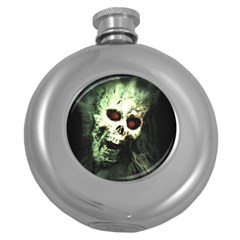 Screaming Skull Human Halloween Round Hip Flask (5 Oz) by Wegoenart