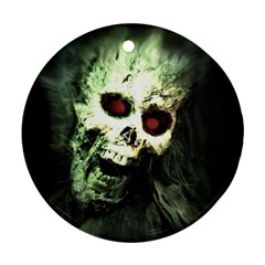 Screaming Skull Human Halloween Round Ornament (two Sides)