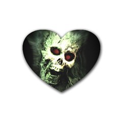 Screaming Skull Human Halloween Rubber Coaster (heart)  by Wegoenart