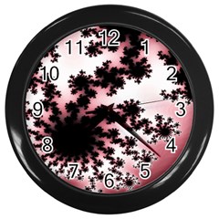 Fractal Pattern Pink Wall Clock (black)