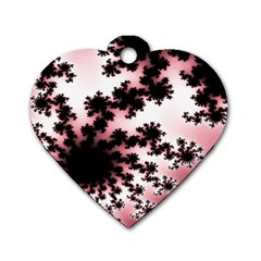 Fractal Pattern Pink Dog Tag Heart (one Side) by Wegoenart