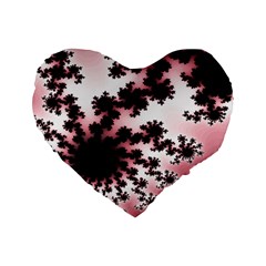 Fractal Pattern Pink Standard 16  Premium Flano Heart Shape Cushions by Wegoenart