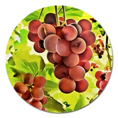 Grape Harvest Nature Figure Rustic Magnet 5  (round)