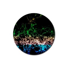 Wallpaper Fractal Lines Abstract Rubber Round Coaster (4 pack) 