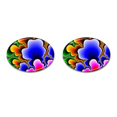 Fractal Background Pattern Color Cufflinks (oval)