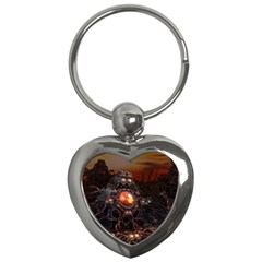 Fractal Mandelbulb 3d Action Key Chains (heart)  by Wegoenart