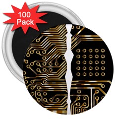 Brain Circuit Board Pcb Computer 3  Magnets (100 Pack) by Wegoenart