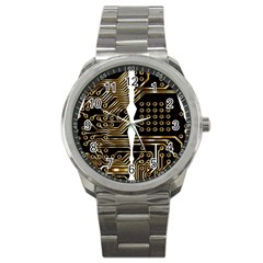 Brain Circuit Board Pcb Computer Sport Metal Watch by Wegoenart