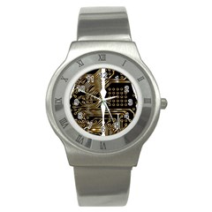 Brain Circuit Board Pcb Computer Stainless Steel Watch by Wegoenart