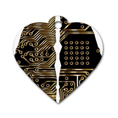 Brain Circuit Board Pcb Computer Dog Tag Heart (two Sides) by Wegoenart