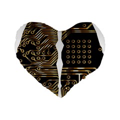 Brain Circuit Board Pcb Computer Standard 16  Premium Flano Heart Shape Cushions by Wegoenart