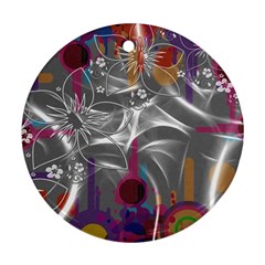 Flora Entwine Fractals Flowers Round Ornament (two Sides)