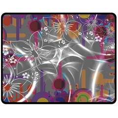 Flora Entwine Fractals Flowers Fleece Blanket (medium)  by Wegoenart