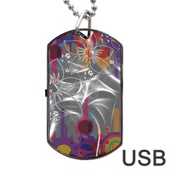 Flora Entwine Fractals Flowers Dog Tag Usb Flash (one Side) by Wegoenart