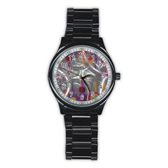 Flora Entwine Fractals Flowers Stainless Steel Round Watch by Wegoenart