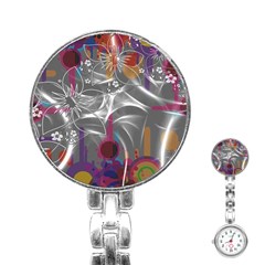 Flora Entwine Fractals Flowers Stainless Steel Nurses Watch by Wegoenart