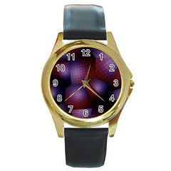 Fractal Rendering Round Gold Metal Watch by Wegoenart