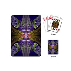 Fractal Blue Tin Pattern Texture Playing Cards (mini) by Wegoenart