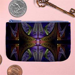 Fractal Blue Tin Pattern Texture Large Coin Purse by Wegoenart