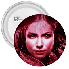 Portrait Woman Red Face Pretty 3  Buttons by Wegoenart