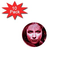 Portrait Woman Red Face Pretty 1  Mini Buttons (10 Pack)  by Wegoenart