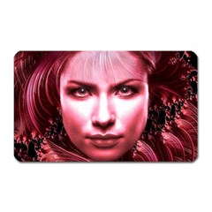 Portrait Woman Red Face Pretty Magnet (rectangular) by Wegoenart