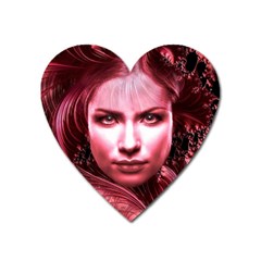 Portrait Woman Red Face Pretty Heart Magnet by Wegoenart