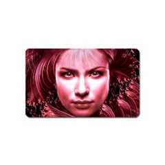 Portrait Woman Red Face Pretty Magnet (name Card) by Wegoenart