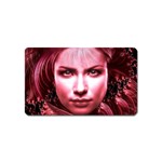 Portrait Woman Red Face Pretty Magnet (Name Card) Front