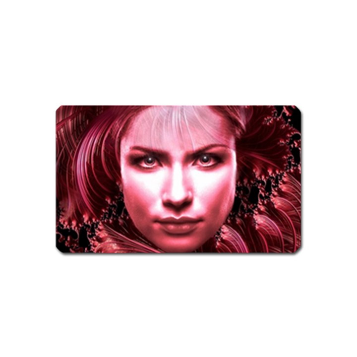 Portrait Woman Red Face Pretty Magnet (Name Card)