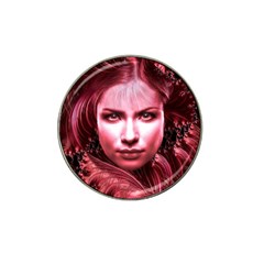 Portrait Woman Red Face Pretty Hat Clip Ball Marker by Wegoenart