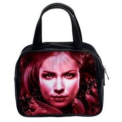 Portrait Woman Red Face Pretty Classic Handbag (two Sides) by Wegoenart