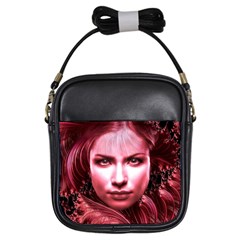 Portrait Woman Red Face Pretty Girls Sling Bag by Wegoenart