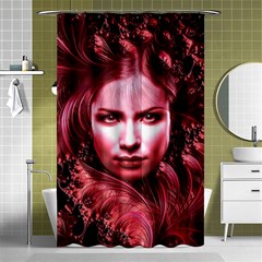 Portrait Woman Red Face Pretty Shower Curtain 48  X 72  (small)  by Wegoenart