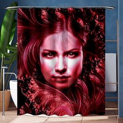 Portrait Woman Red Face Pretty Shower Curtain 60  X 72  (medium)  by Wegoenart